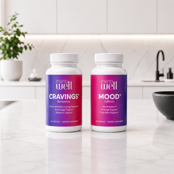 MenoWell Jumpstart Metabolic Bundle: CRAVINGS* berberine and MOOD* saffron supplements for menopause