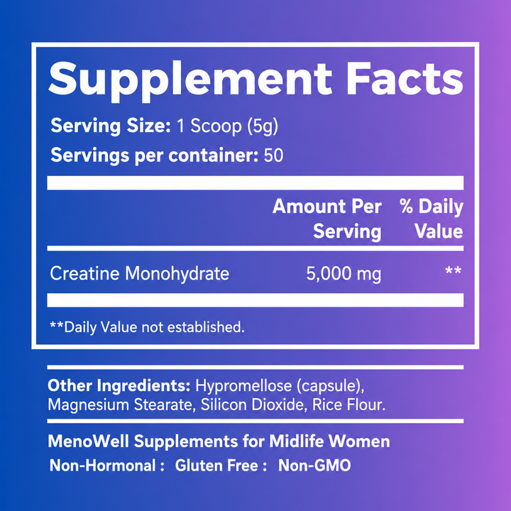 STRONG* Creatine Monohydrate (Unflavored) : Part of the MenoWell Metabolic System