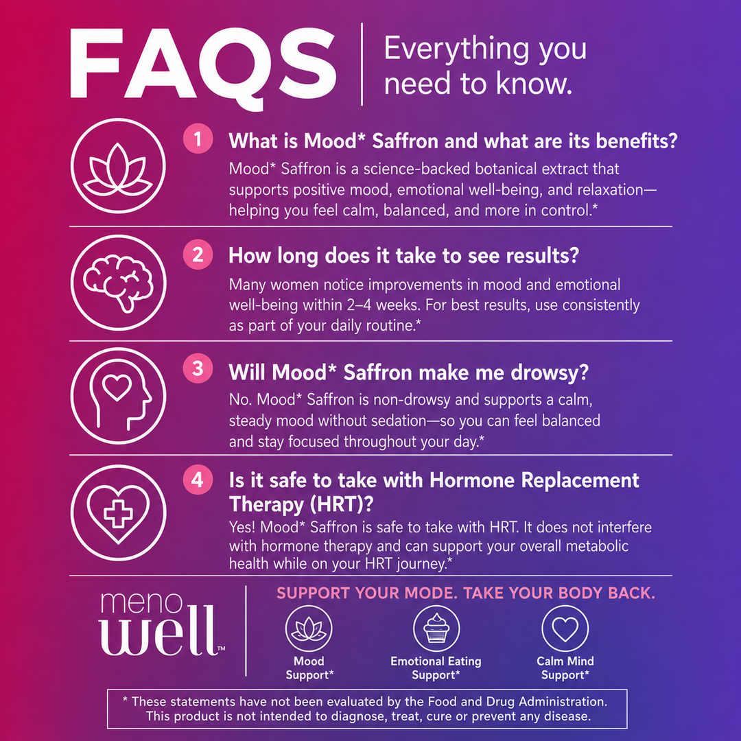 MenoWell MOOD* saffron capsules: non-GMO, gluten-free menopause mood supplement