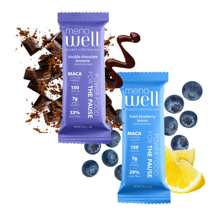 MenoWell Menobars - Double Chocolate Brownie + Fresh Blueberry Lemon 20 Count Bundle