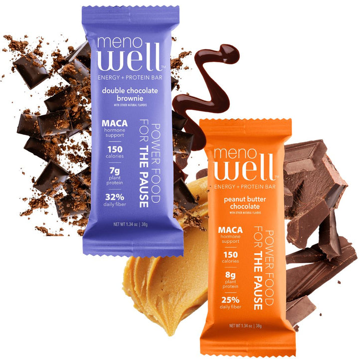 **SOLD OUT UNTIL JANUARY 31ST!** MenoWell Menopause Bars - Double Chocolate Brownie + Peanut Butter Chocolate 20 Count Bundle