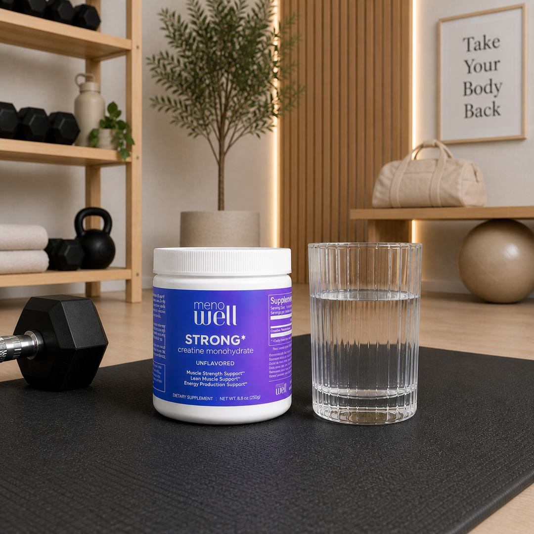MenoWell STRONG* unflavored creatine monohydrate powder: daily menopause muscle support